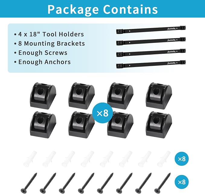 4 Pieces 18" Magnetic Tool Holder Strip, Metal Tool Organizer Rack - Image 7