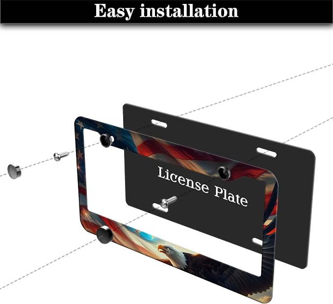 Automotive Exterior Accessories Multicolor License Plate Frames American Flag - Image 7