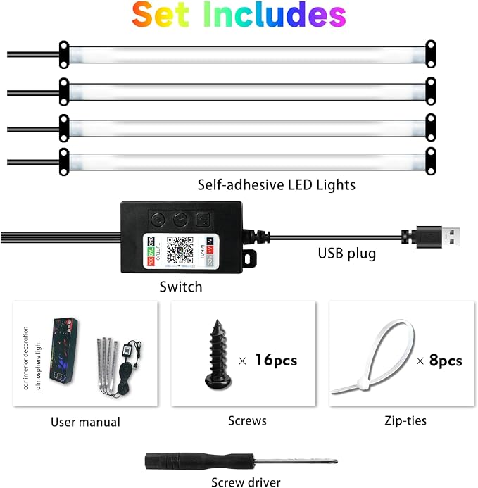 Car Led Interior Foot Well Light Strip Under Dash Bendable PVC Housing RGB - Image 8