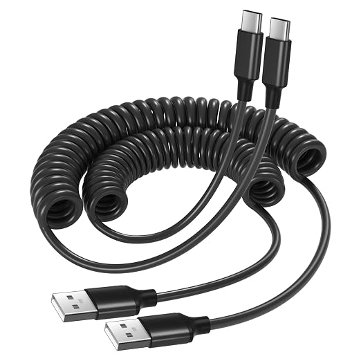USB to USB C Cable Coiled Car Charger, C Charger Fast Charging Cord 3ft by Besgoods