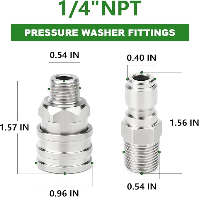 TAISHER 12PCS 304 Stainless Steel Pressure Washer Adapter Kit, Quick Connect - Image 2