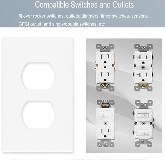 1-Gang Screwless Duplex Wall Plate Cover Single Switch Outlet Electrical - Image 6