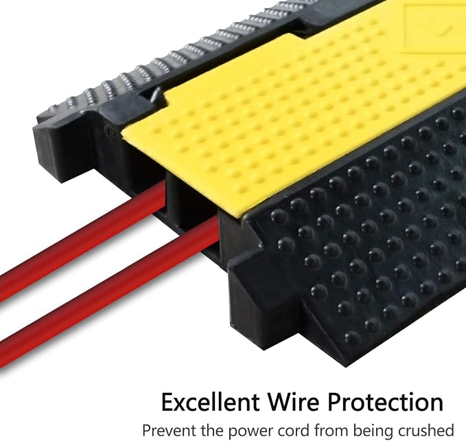 4 Pack Rubber Cable Ramp Hose Cable Protector Ramp 2 Channel 22000Lbs Load - Image 3