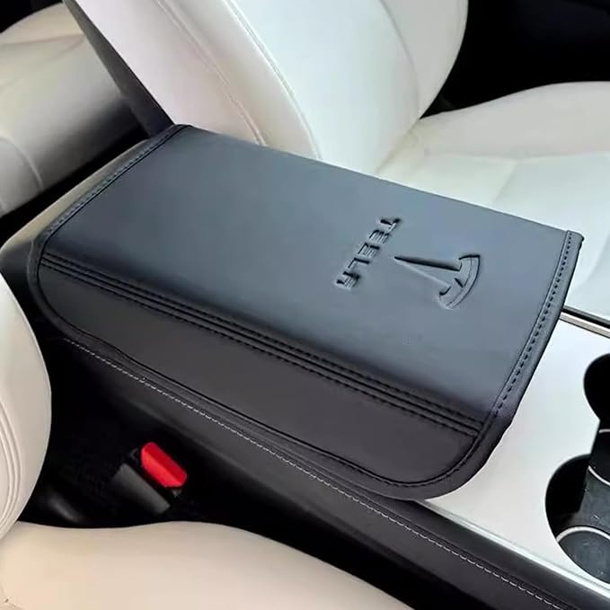 Car Armrest Cover for Tesla Model 3 Y Leather Center Console Armrest Box Cover - Image 4