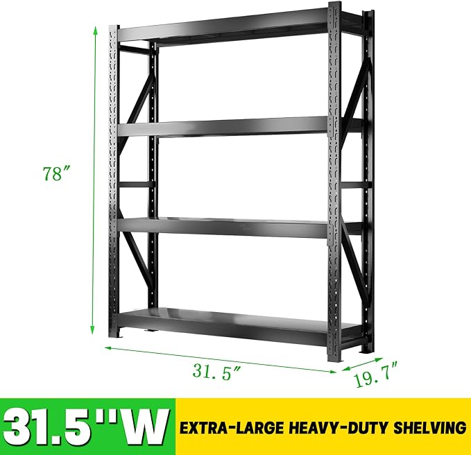 3000LBS Heavy Duty Storage Shelves, 4-Tier Adjustable Garage Organization - Image 2