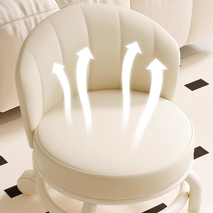 Low Rolling Stool with Backrest, Rolling Pedicure Seat, Low Stool with Wheels - Image 4
