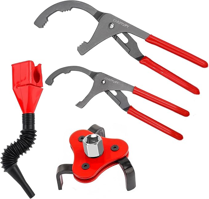 4Pcs Oil Filter Pliers Set, 3 Jaw Oil Filter Wrench by CAROTUPY