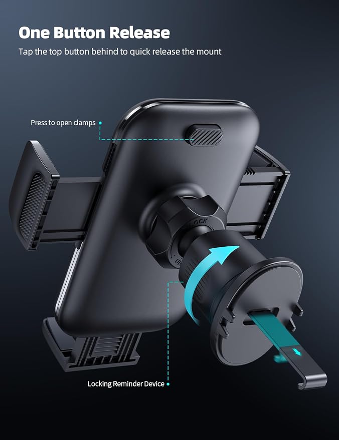 Lamicall 2025 Wider Clamp & Metal Hook Car Phone Holder Vent Phone Holders - Image 8