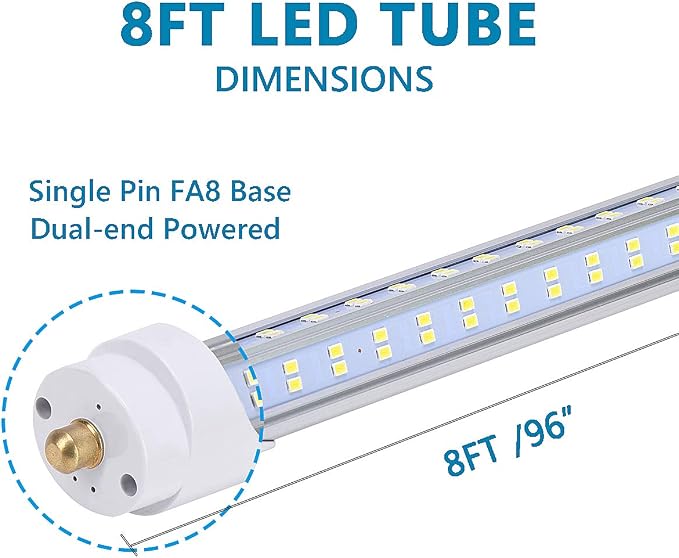 (Pack of 10 8 Foot LED Bulbs, 150W 18800lm 6000K, Super Bright, T8 T10 T12 LED - Image 4