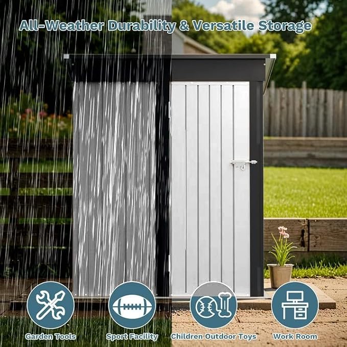 Greesum 5×3 FT Outdoor Storage Shed, Metal Storaged Sheds Without Floor - Image 6
