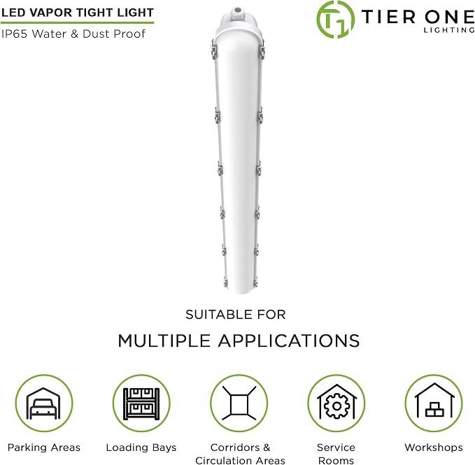 TIERONE 4ft LED Vapor Tight Light 50W Outdoor Shop Light IP65 Waterproof 0-10V - Image 4