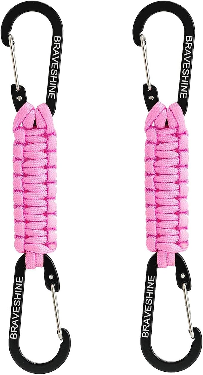 BRAVESHINE Paracord Keychain Carabiner Clip, D Ring Lanyard Hanger Stroller Hook by BRAVESHINE