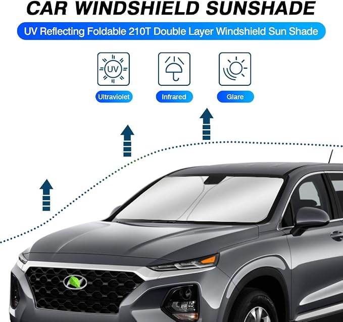 KUST Windshield Sun Shade Hyundai Santa Fe 2013-2018 Accessories Custom Fit - Image 2