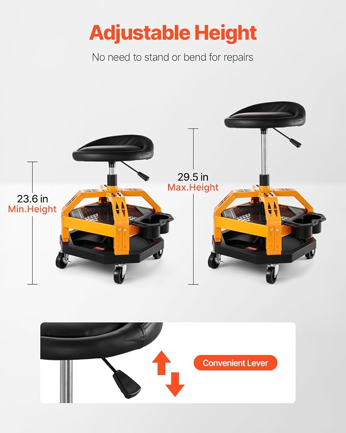 VEVOR Garage Stool, Rolling Mechanic Stool - Image 2