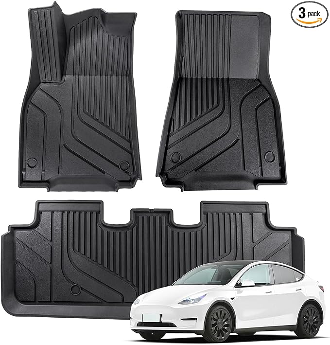 Tesla Model Y Floor Mats for Tesla Model Y 2020-2024, TPE All Weather Custom by KARTONMOTOR