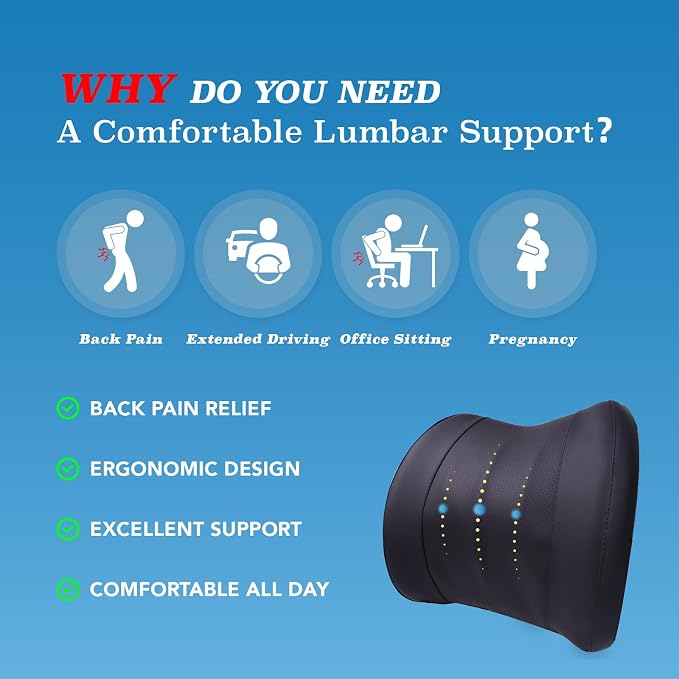Lumbar Support Pillow for Car, Memory Foam Lumbar Pillow for Lower Back Pain - Image 3