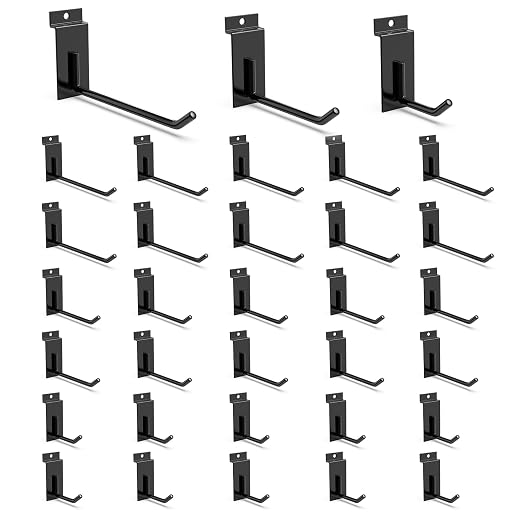 3-H Slatwall Accessories 30 Pack, 2/4/6 Inch Hooks & Hangers, Heavy Duty Slat by 3-H
