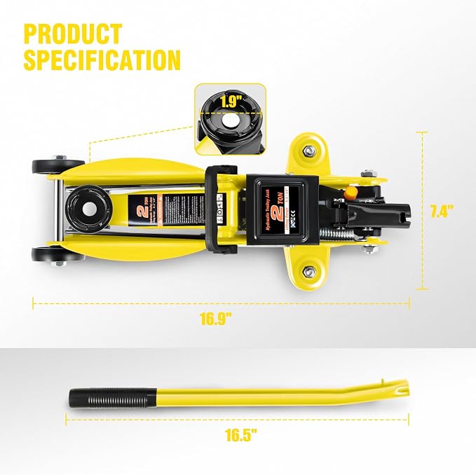 DNA MOTORING Low Profile Hydraulic Trolley Service/Floor Jack, 2 Ton Capacity - Image 4