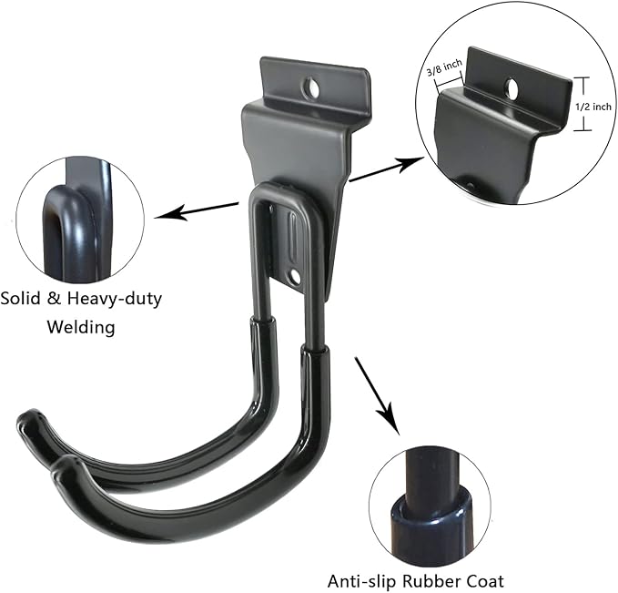 Slatwall Hooks - Black Garage Accessories, 8 Pack - Image 6
