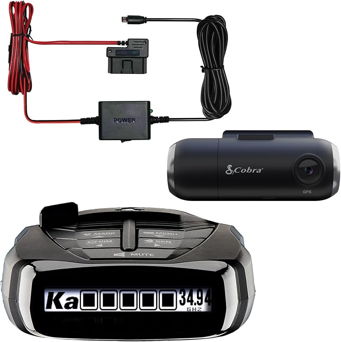 Cobra RAD 480i Radar Detector & SC 201 Smart Dash Cam + 2.5A OBD Port to Micro by CobraElectronics