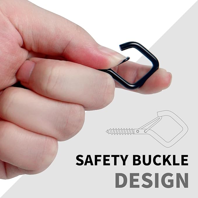 20 PCS Screw Hooks with Safety Buckle, Heavy Duty Ceiling Hooks - Image 4