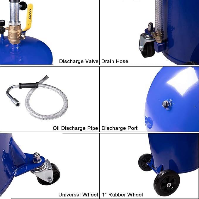 redsun 20 Gallon Waste Oil Drain Tank, Air Operated Oil Drainer Container - Image 5