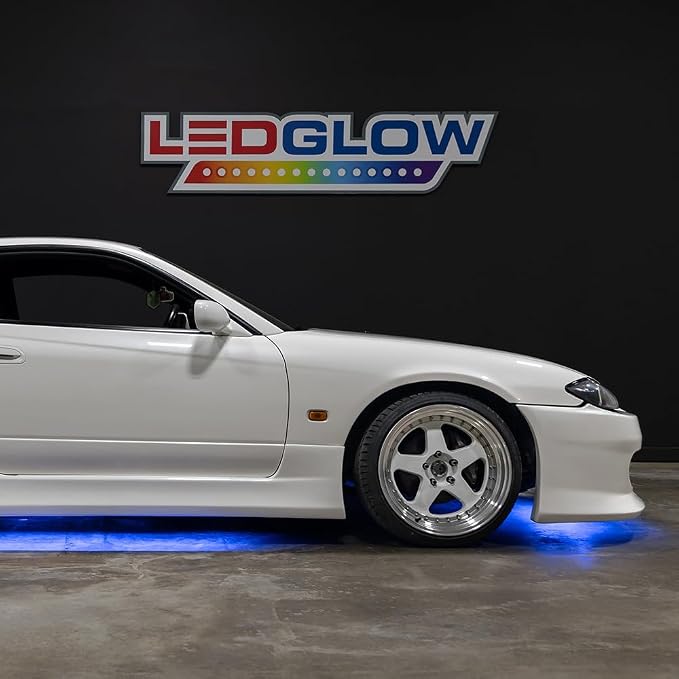 LEDGlow 4pc Blue LED Flexible Car Slimline Underbody Underglow Accent Neon - Image 4