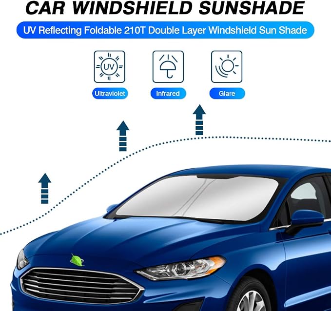 KUST Windshield Sun Shade for Ford Fusion 2013-2021 Front Window Screen Cover - Image 2