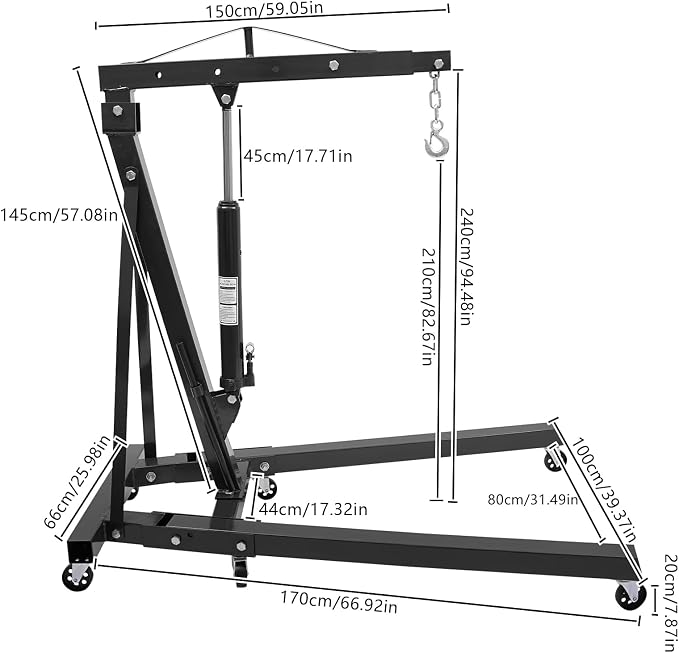 LOYALHEARTDY 1 Ton Hydraulic Engine Hoist, Folding Engine Lift - Image 3