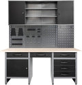 JZD Metal Storage Organization System, Wall Mount Tool Cabinet, Wood Tabletop by JZD