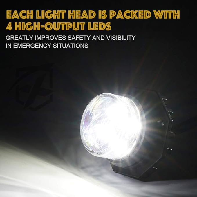 Xprite White LED Hideaway Emergency Strobe Lights Kit, 20 Flashing Modes - Image 2