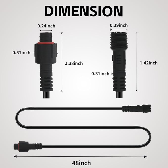 4 PCS 4FT 3 Pin RGB Rock Light Extension Wire, Design - Image 2