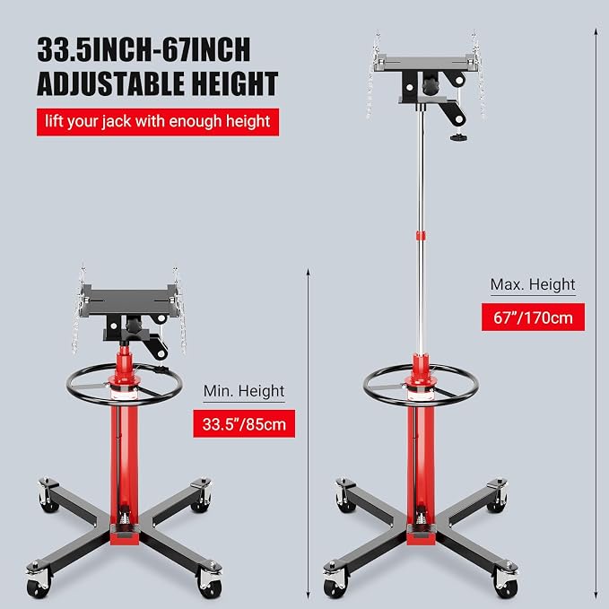 Transmission Jack, 1100lbs Hydraulic Telescoping Transmission Jacks, 33.5"-67" - Image 3