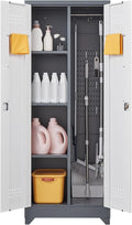 GREATMEET 65" Garage Storage Cabinet, Broom Closet Storage Cabinet, Metal by GREATMEET