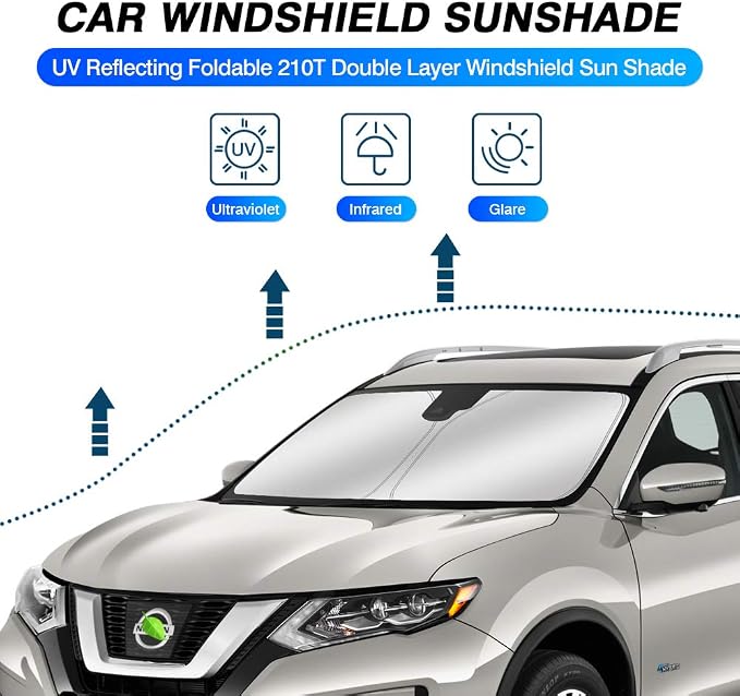 KUST Windshield Sun Shade for 2014-2020 Nissan Rogue Sunshade Foldable Window - Image 2