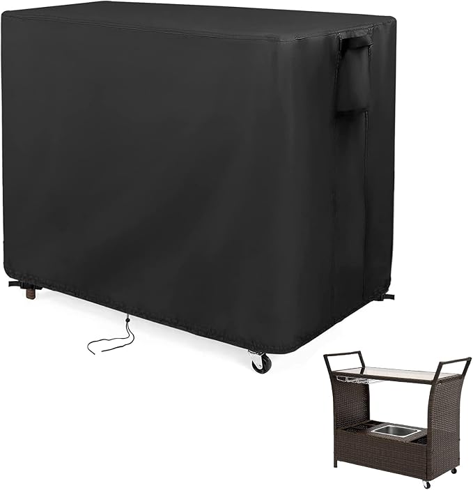 Kingling Outdoor Table Cover for Wicker Bar Cart, 44 Inch Waterproof Patio Bar by Kingling