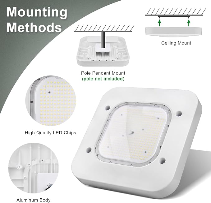 OSTEK 2 Pack LED Gas Station Canopy Light, 150W Carport Ceiling Light 5700K - Image 3