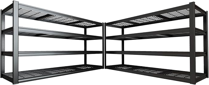 77" W Storage Shelves Heavy Duty Garage Shelving 4 Tier Metal Shelving Unit by PMKES