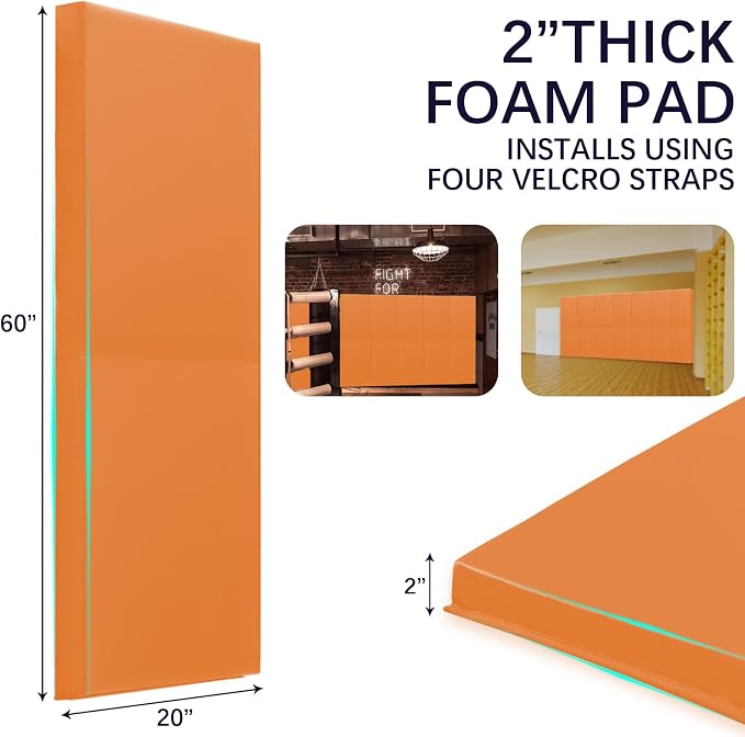 PROGOAL 60"/72" High Gym Wall Padding 2"/4" Thick Foam Basketball Court Wall - Image 5