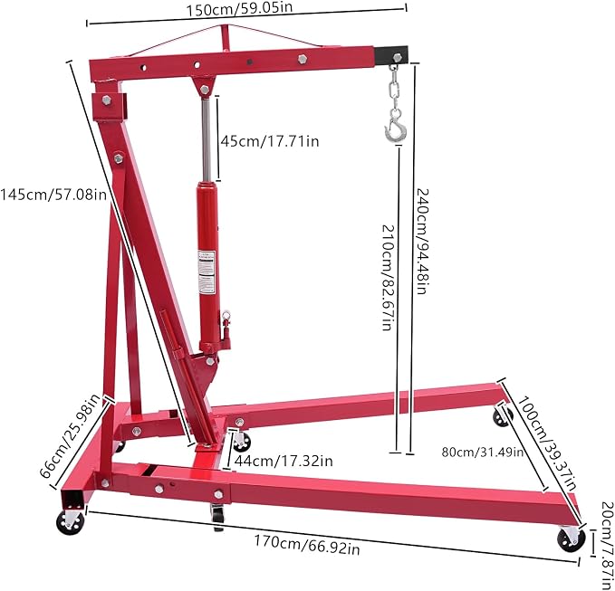 LOYALHEARTDY 1 Ton Hydraulic Engine Hoist, Folding Engine Lift - Image 6