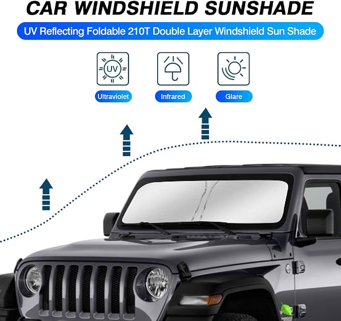 KUST Windshield Sun Shade for 2018-2023 Jeep Wrangler JL & 2/4 Door 4XE - Image 2
