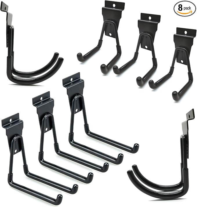 Slatwall Hooks - Black Garage Accessories, 8 Pack by ATOOLA