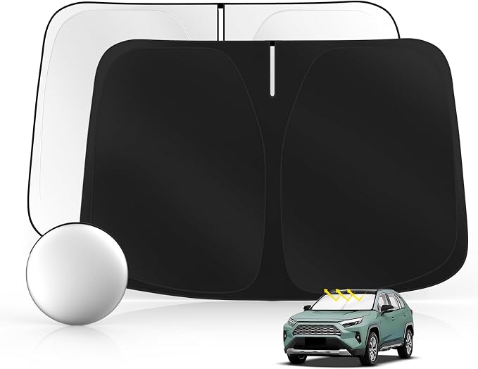 Windshield Sun Shade for Toyo-ta RAV4 2019-2025 Foldable Sunshade Custom Fit by SULAGIWINDSHIELDSUNSHADE