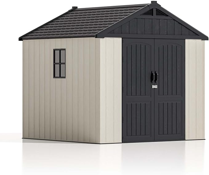 Patiowell 8x8 FT Outdoor Storage Shed, Plastic Shed Resin Garden Tool Shed - Image 9
