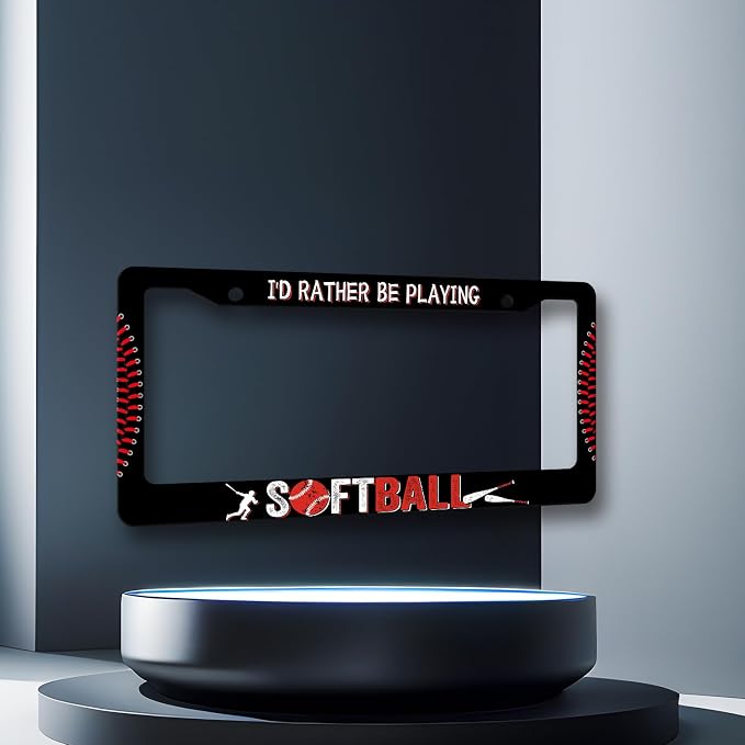 I'd Rather Be Playing Softball License Plate Frame Balls License Plate - Image 3