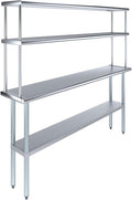 Amgood Stainless Steel Work Table Double Tier Overshelf | NSF by AmGood