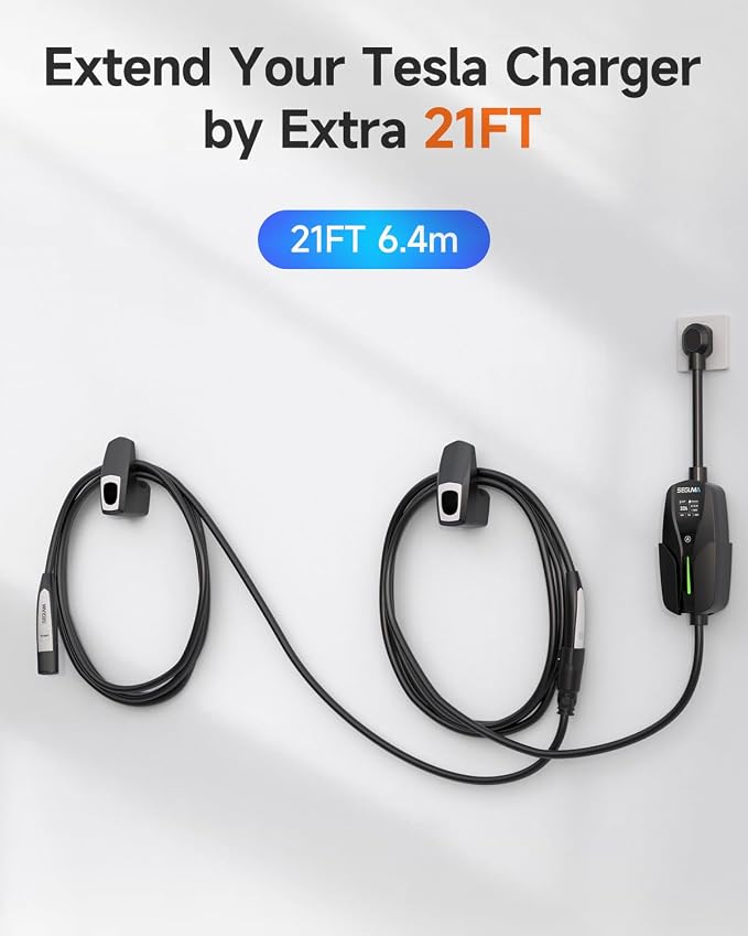 32A EV Charger Extension Cord for Tesla Charger, 21ft EV Extension Cable for - Image 3