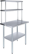 AmGood Stainless Steel Work Table Double Tier Overshelf | NSF by AmGood