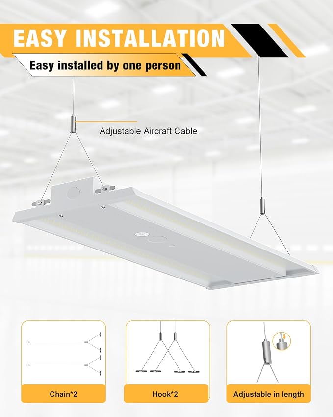 400W LED Linear High Bay Light, 60000LM Linear High Bay Shop Light 120-277V - Image 5