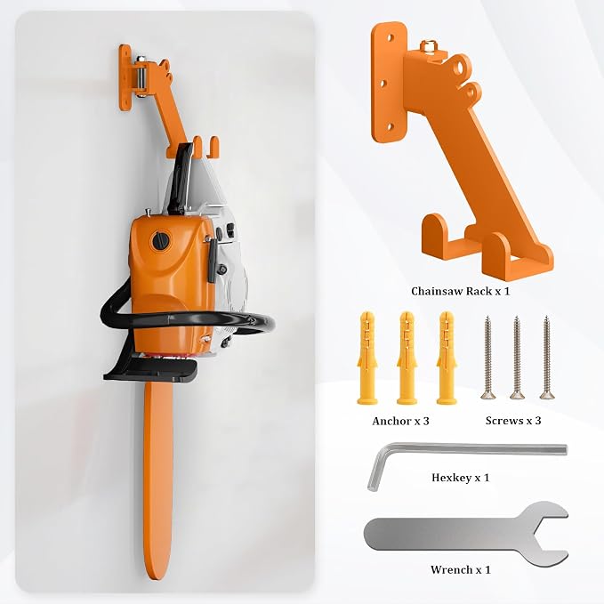 Chainsaw Hanger, 3-in-1 Chainsaw Wall Mount Adjustable Screws - Image 7